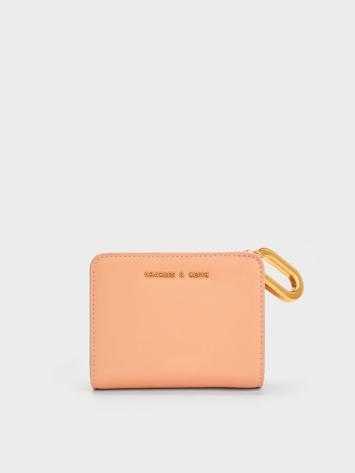 Cartera ovalada tipo llavero con cremallera, Naranja, hi-res