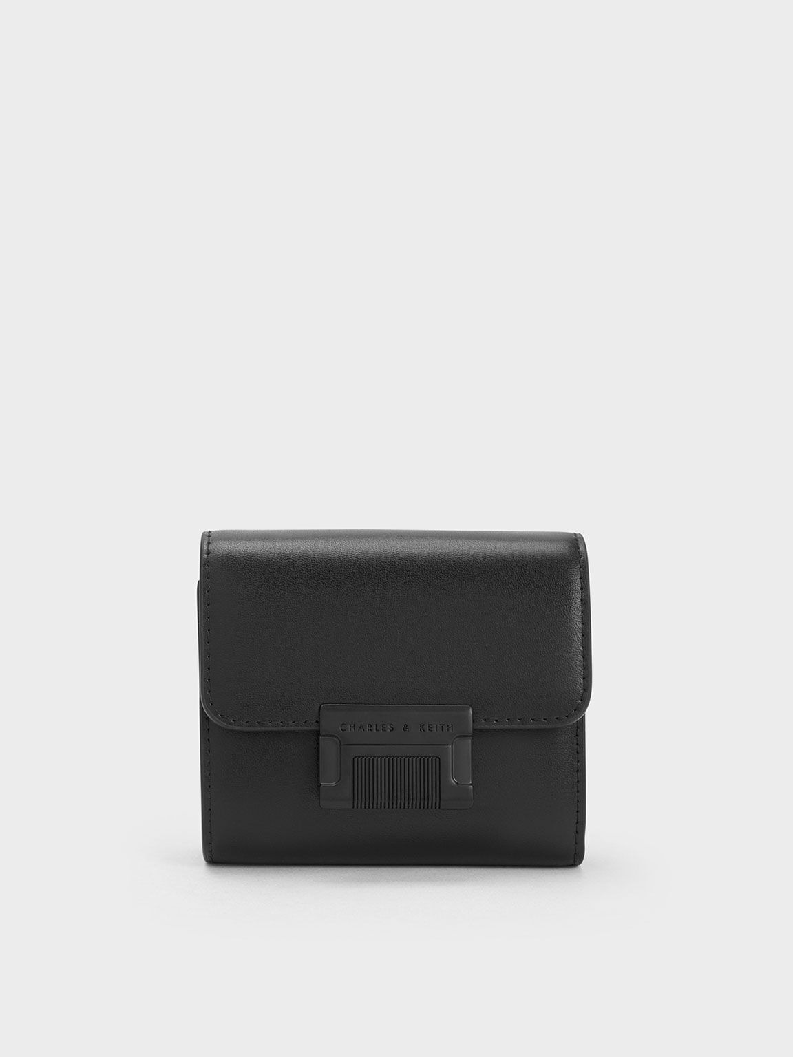 Black Metallic Accent Short Wallet - CHARLES & KEITH US
