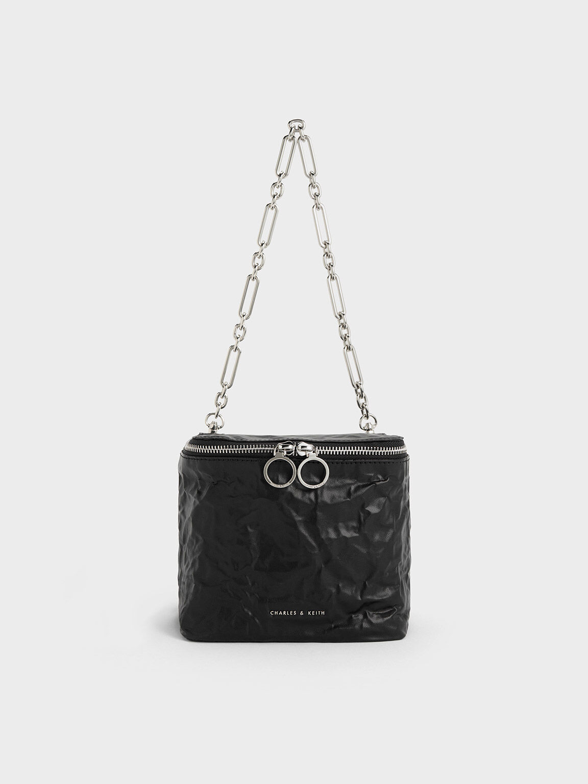 Noir Cyrus Boxy Chain-Handle Bag - CHARLES & KEITH MO