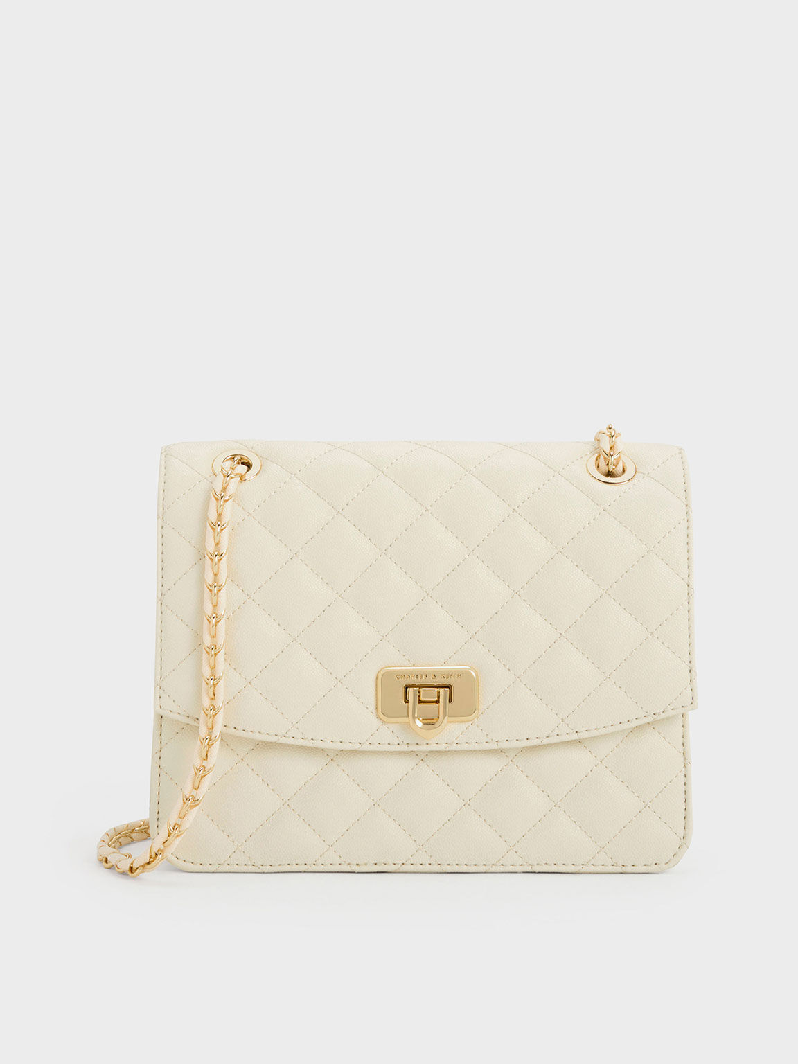 Cream Cressida Quilted Chain Strap Bag - CHARLES & KEITH MY
