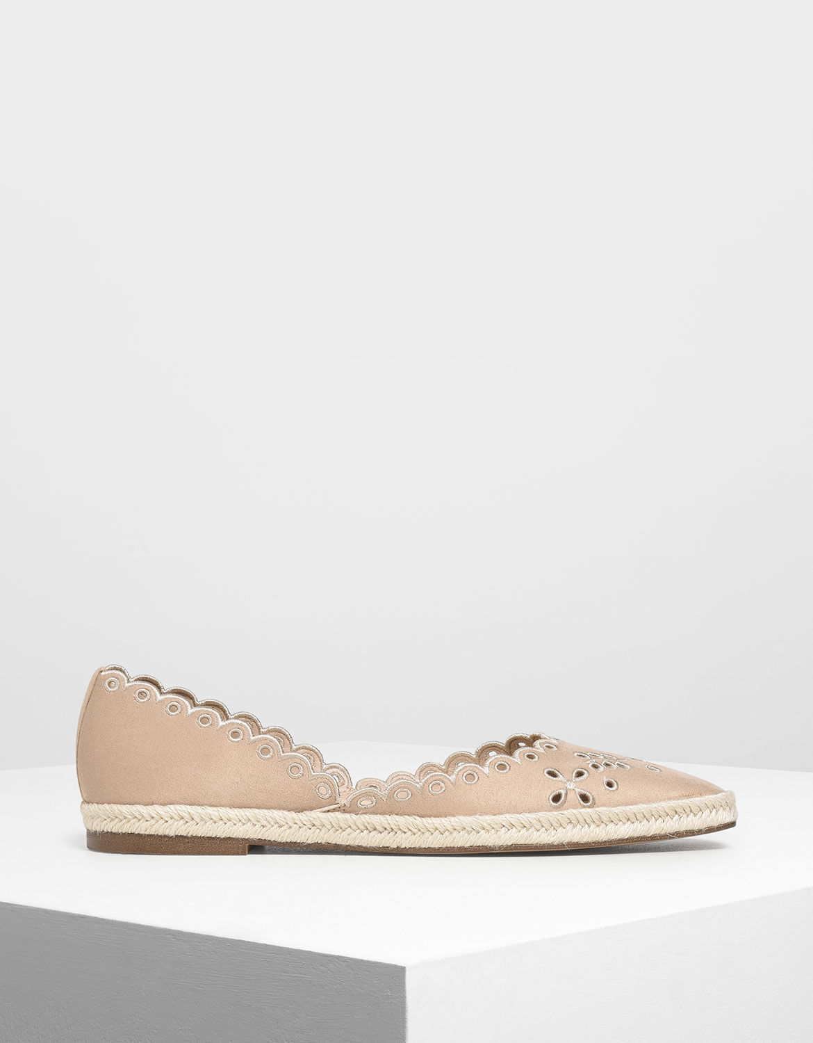 Beige Scalloped Espadrille Covered 