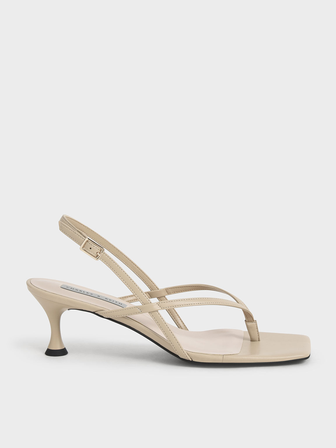 Chalk Cylindrical Heel Back Strap Sandals - CHARLES & KEITH IN