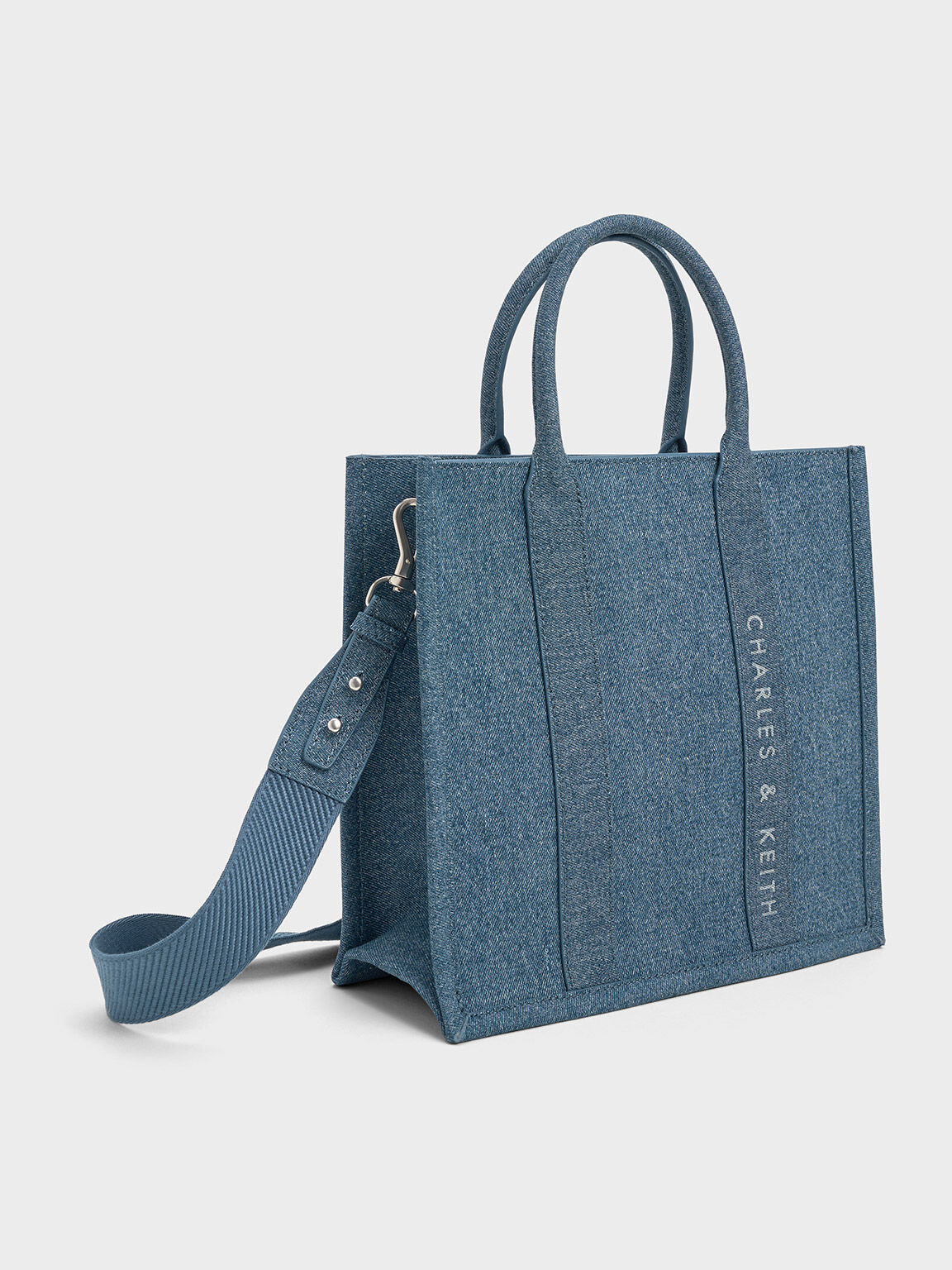 Clover Denim Tote Bag, Denim Blue, hi-res