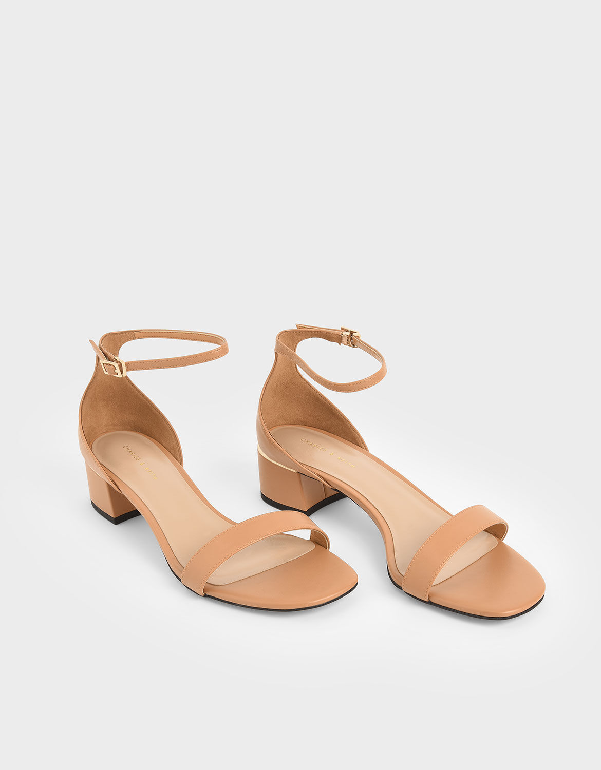 Caramel Ankle Strap Heeled Sandals | CHARLES & KEITH SG