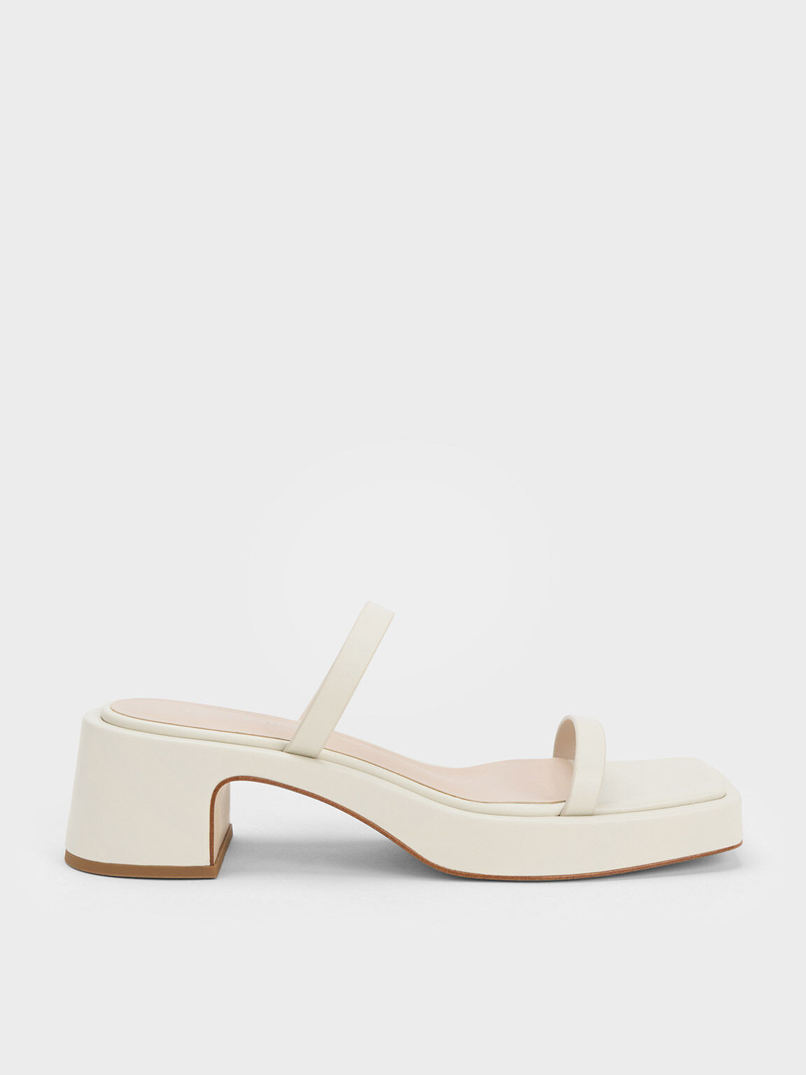 Chalk Square-Toe Platform Sandals - CHARLES & KEITH US