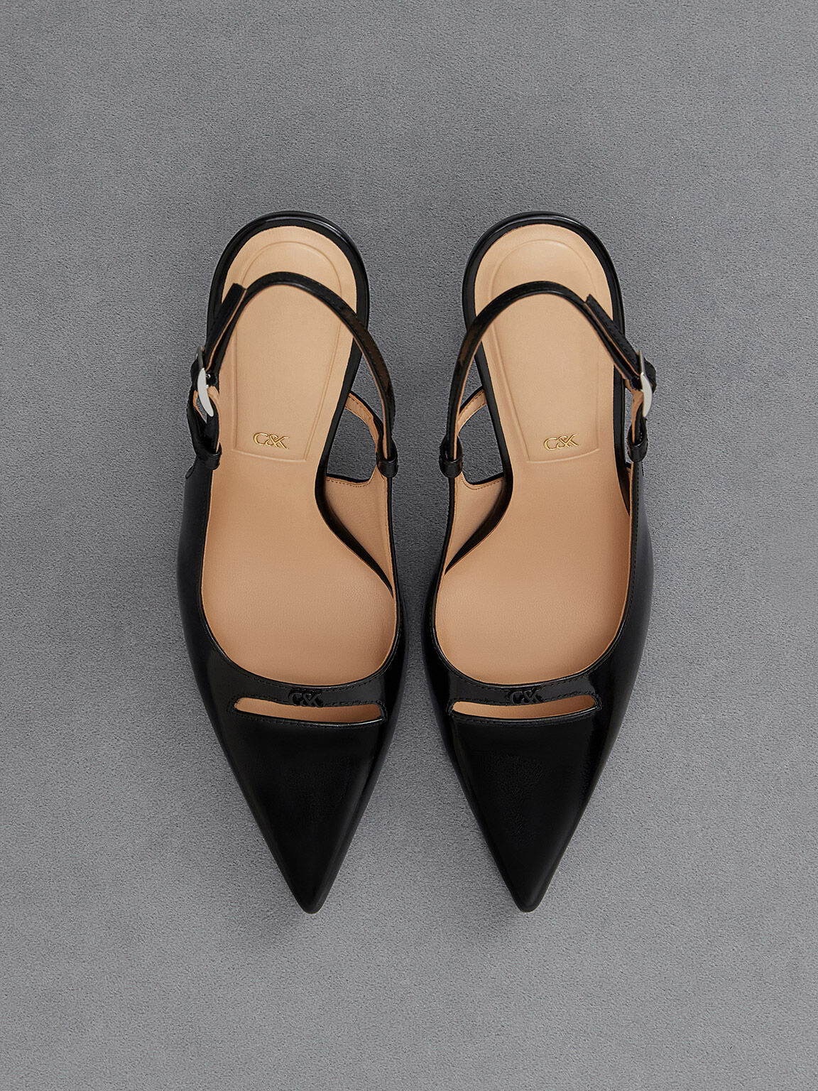 Leather Pointed-Toe Slingback Pumps - Black Box