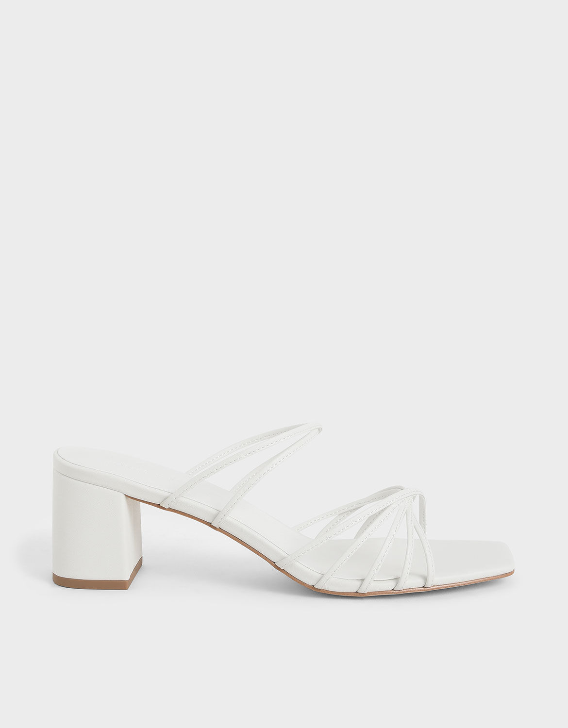 White Strappy Square Toe Sandals 