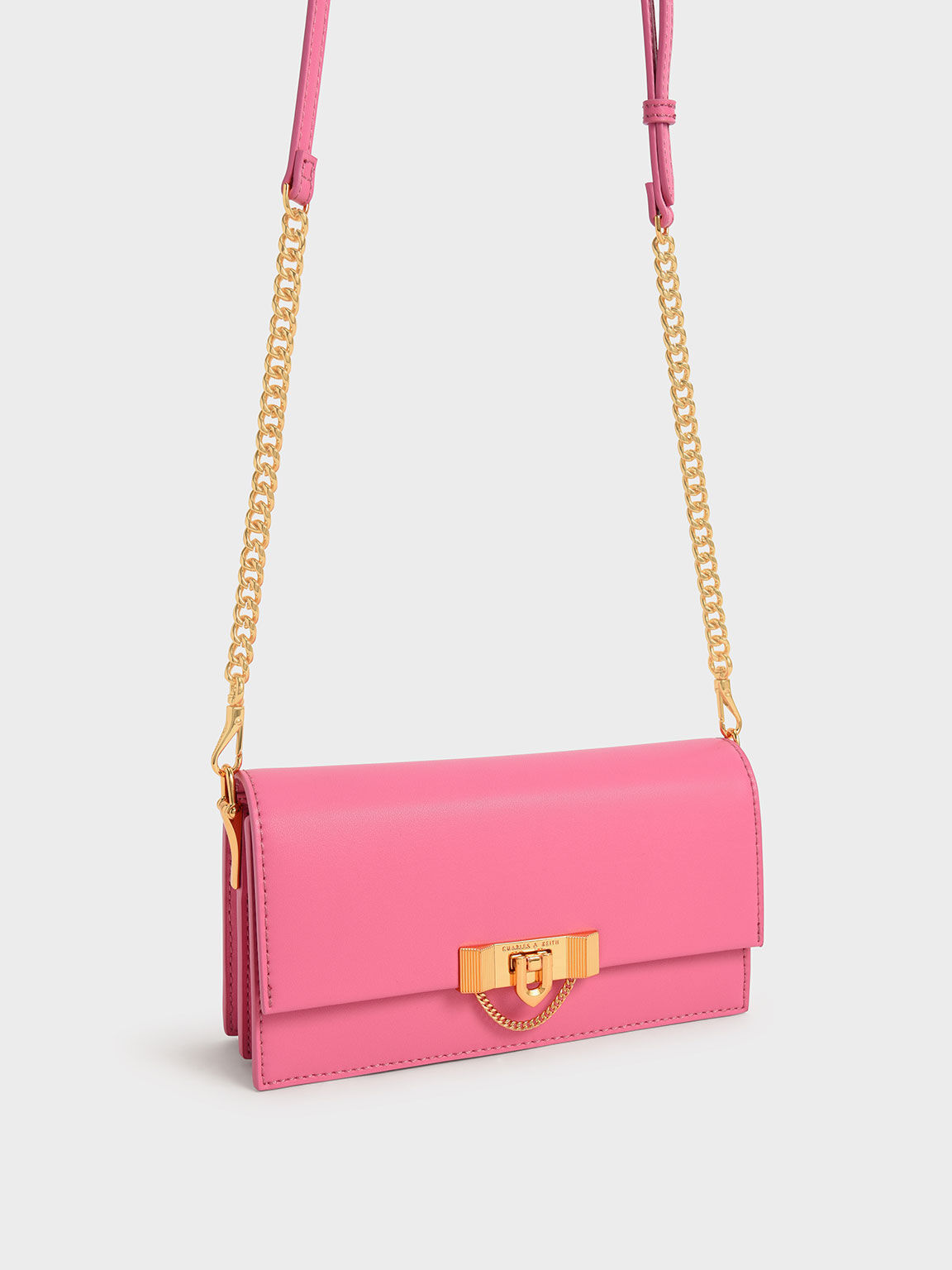 Tallulah Metallic Push-Lock Wallet, Pink, hi-res