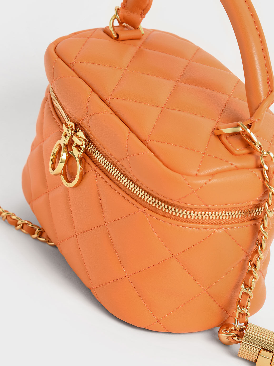 Neon Orange Quilted Flap Chain Square Bag Funky Style