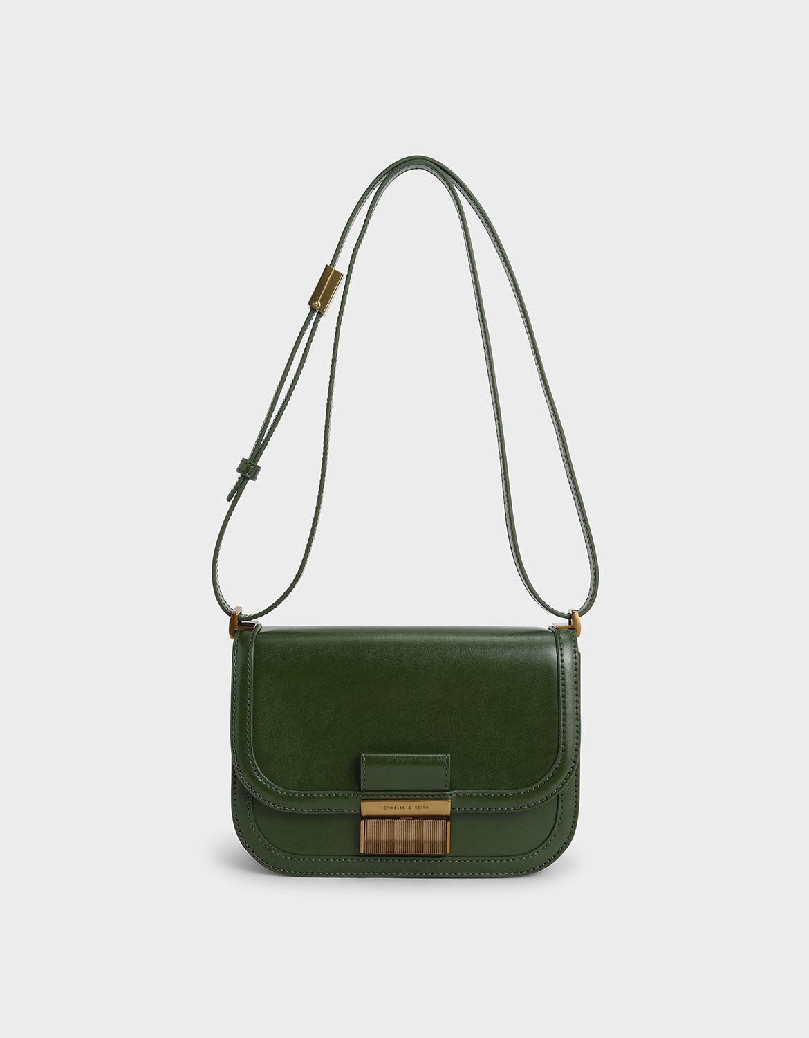 Sage Green Leather Chain Strap Bag - CHARLES & KEITH US