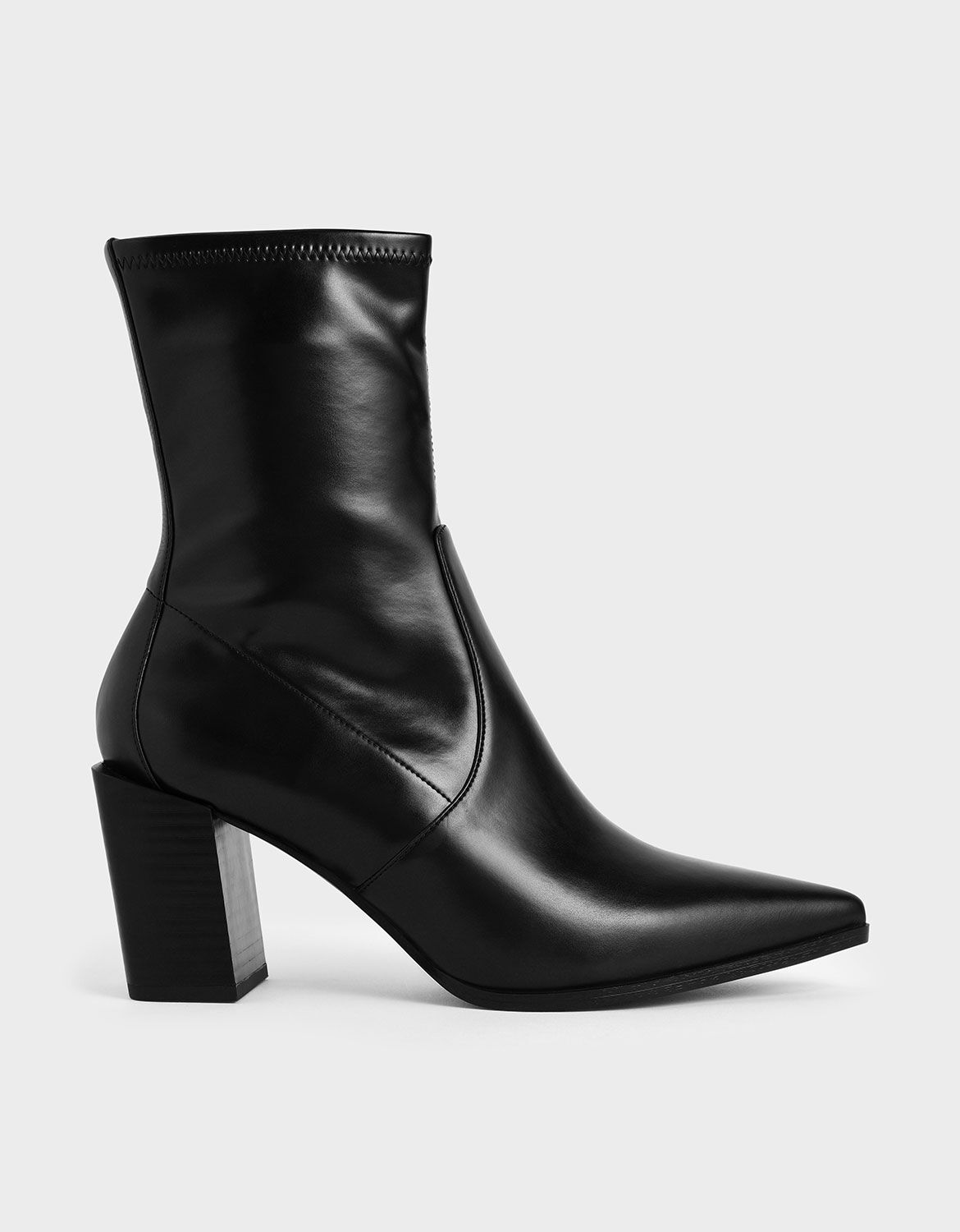 Black Stacked Heel Ankle Boots Charles Keith Sg