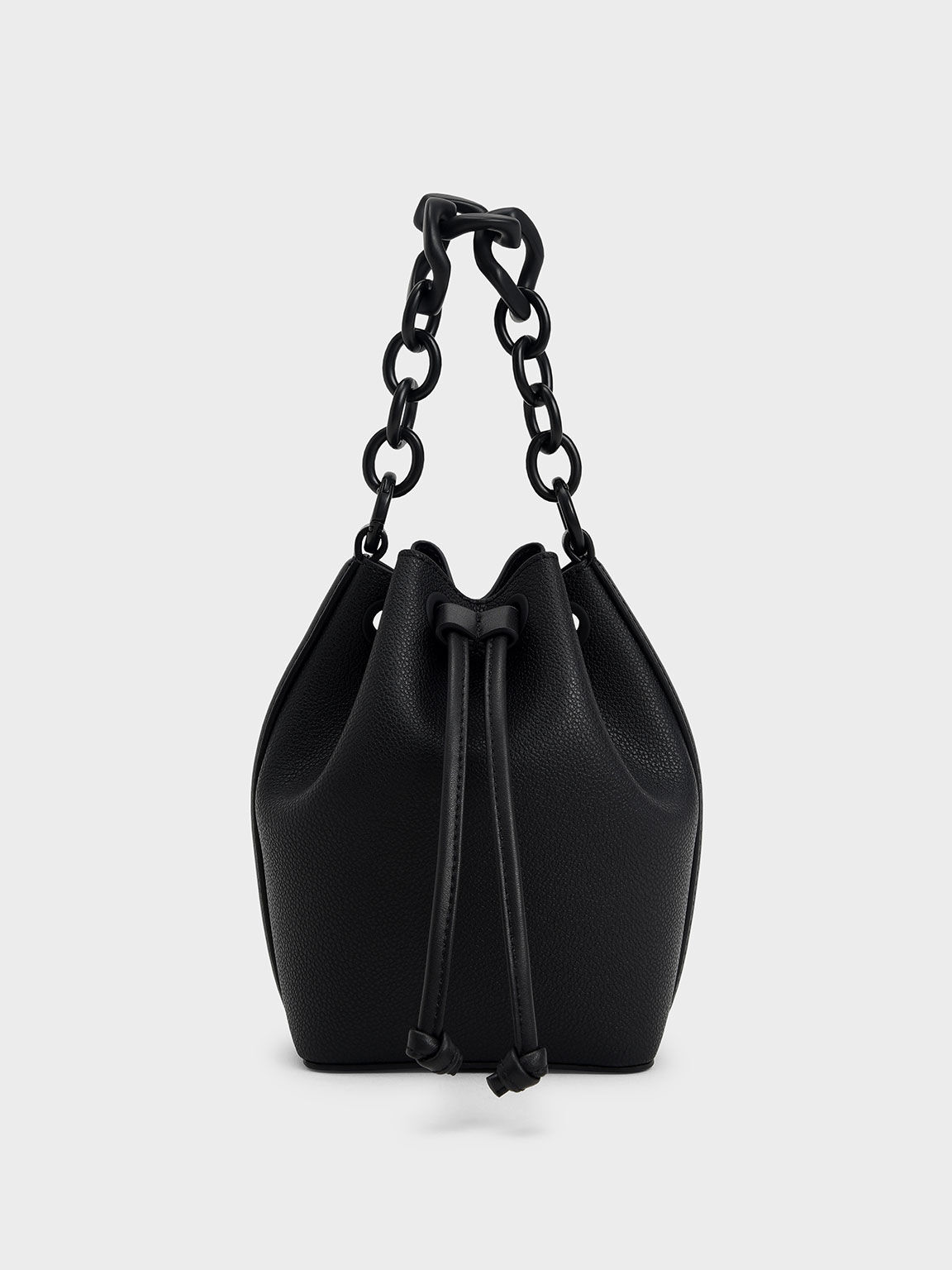 Black Marlowe Chain-Handle Drawstring Bucket Bag - CHARLES & KEITH ...