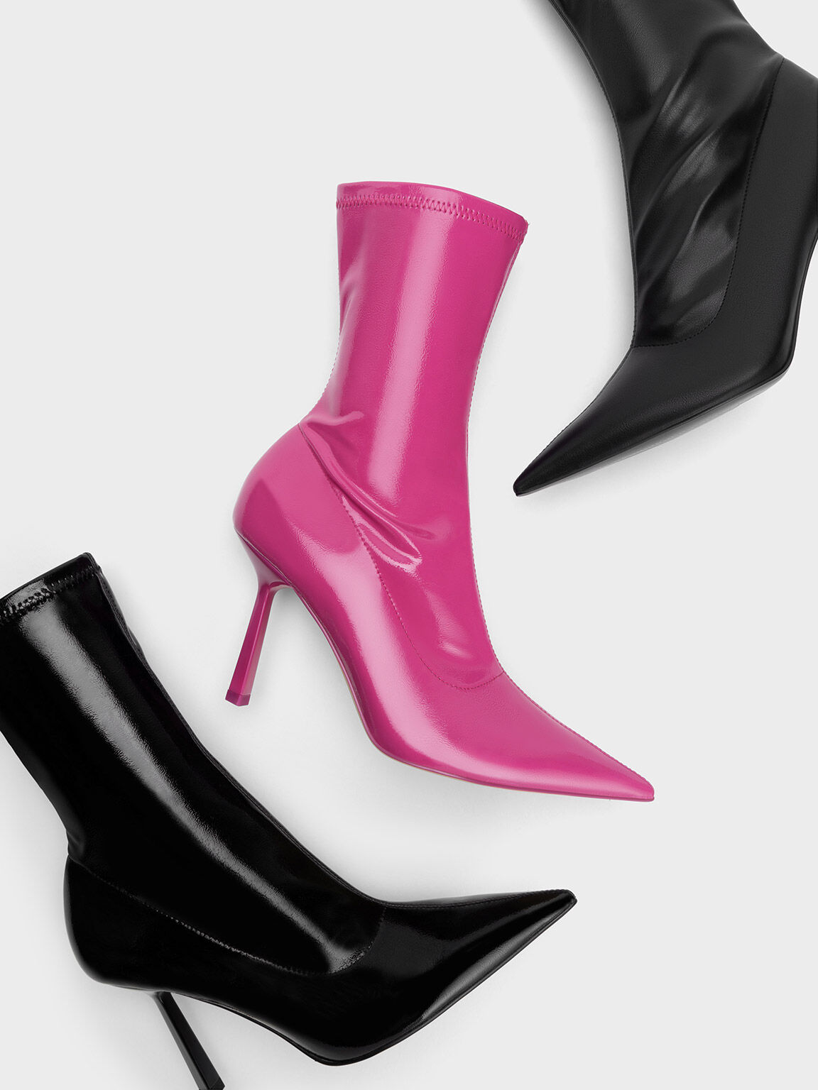 Patent leather-effect heeled boots - Woman