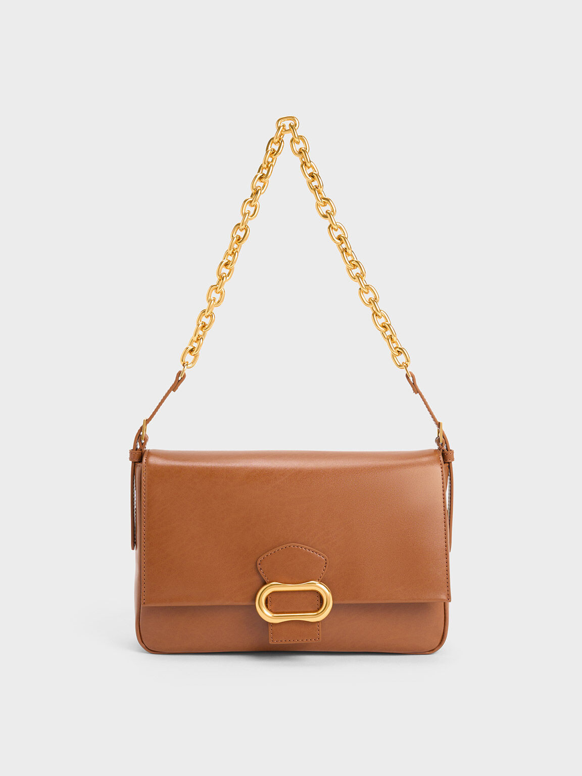 Chocolate Chain Handle Shoulder Bag - CHARLES & KEITH US