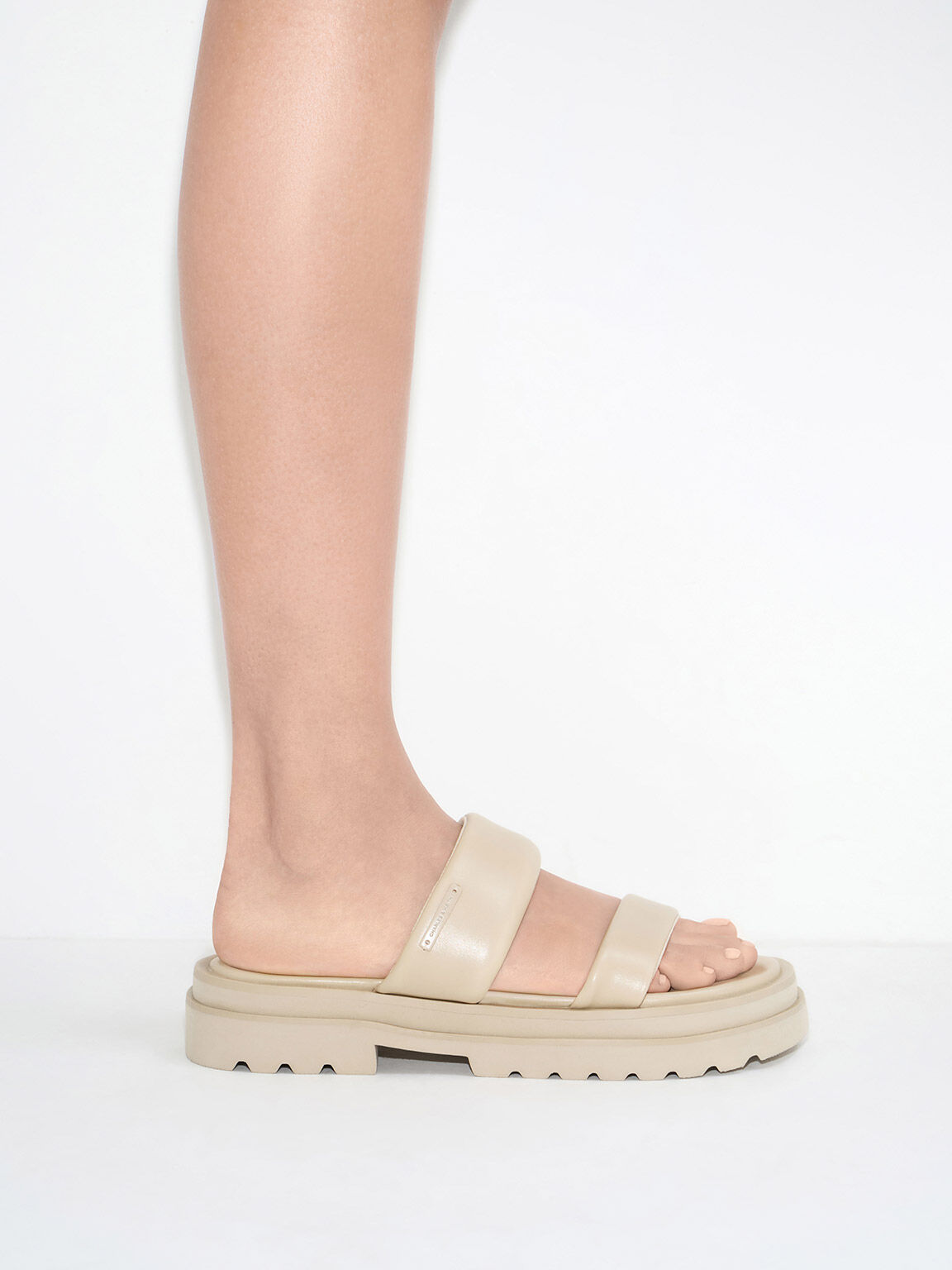 Tattie Puffy-Strap Sandals, Taupe, hi-res