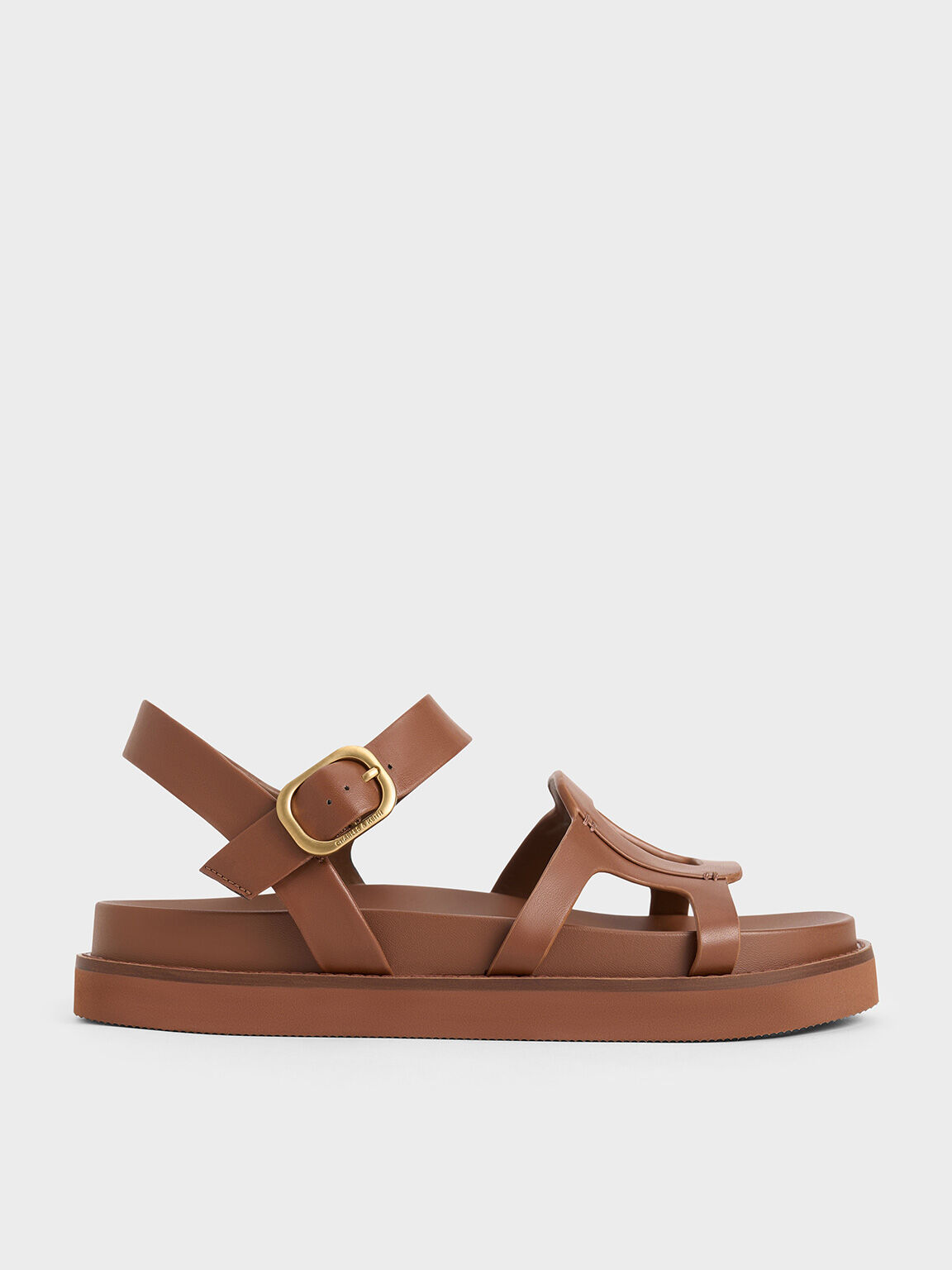 Easley Cut-Out Buckled Sandals, Caramel, hi-res