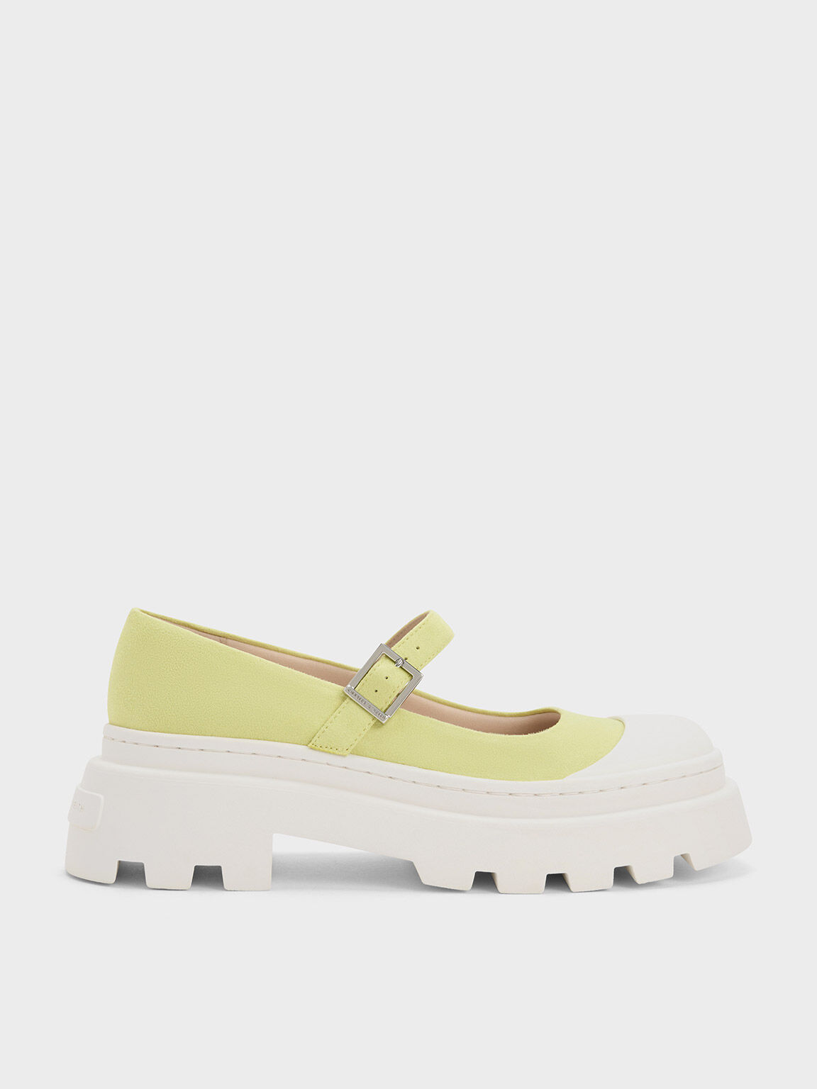 Indra Textured Two-Tone Platform Mary Janes, Lime, hi-res