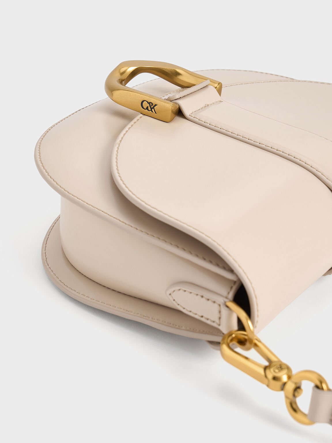 Gabine Leather Saddle Bag, Oat, hi-res