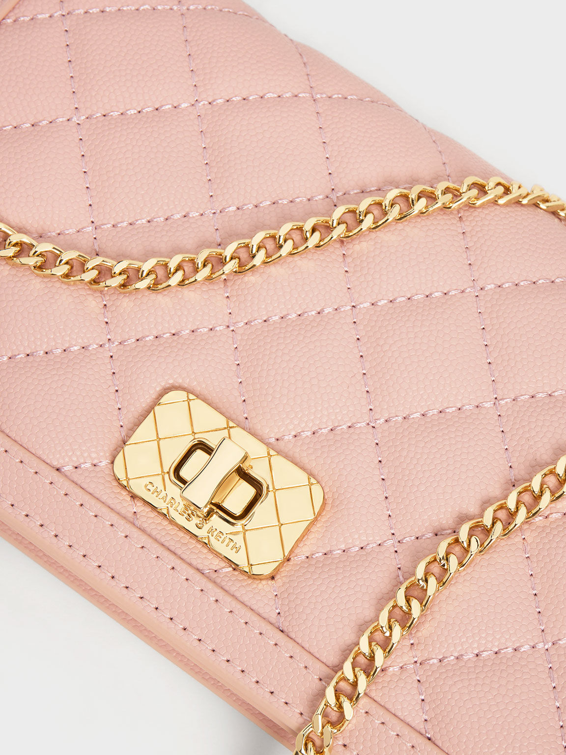 Pink Micaela Quilted Long Wallet - CHARLES & KEITH SG