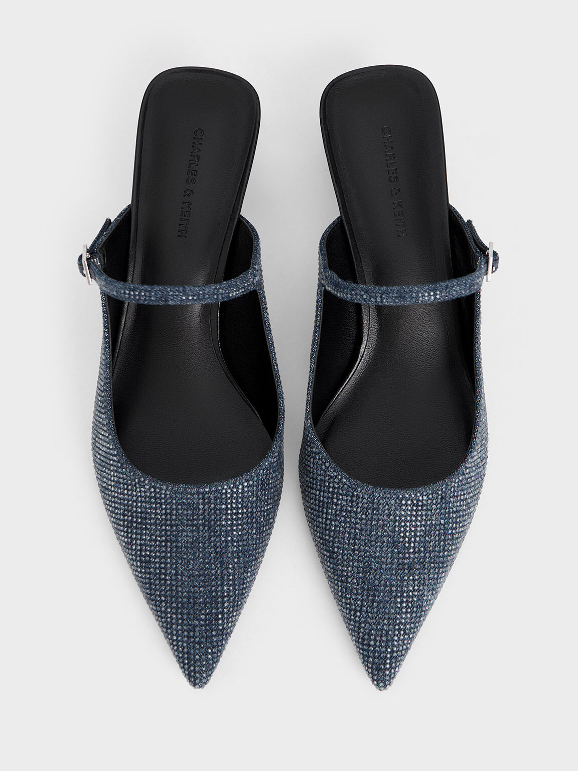 Gem-Embellished Blade Heel Mules, Denim Blue, hi-res