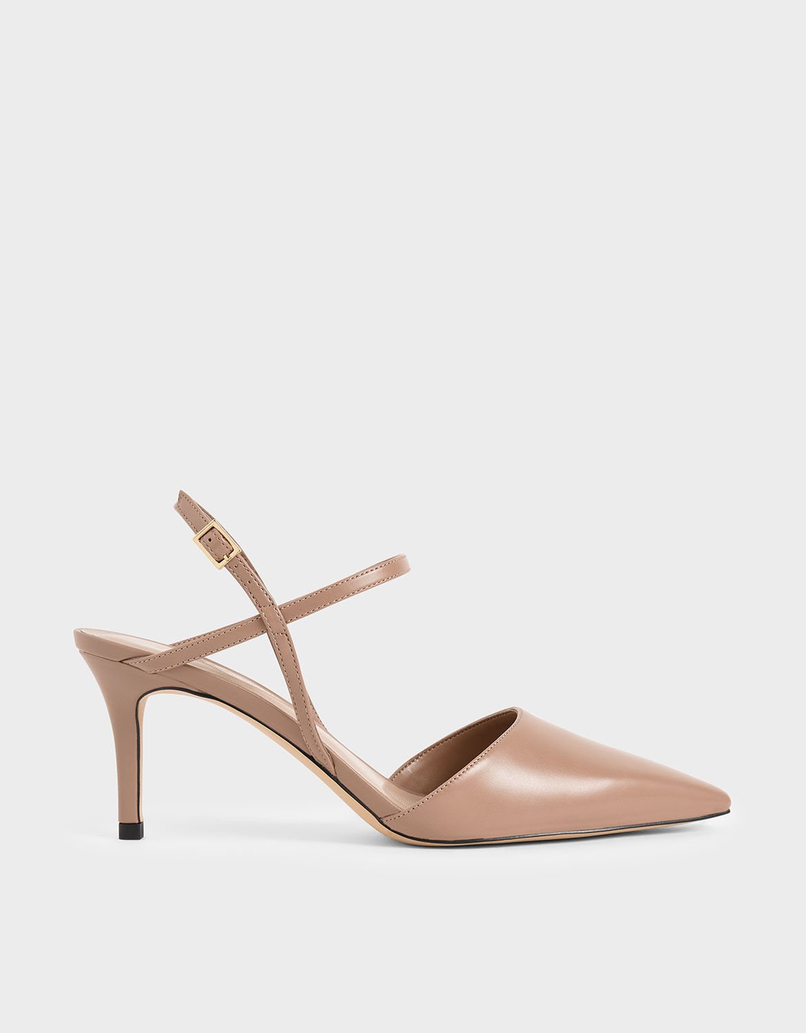 Nude Ankle Strap Stiletto Court Shoes 