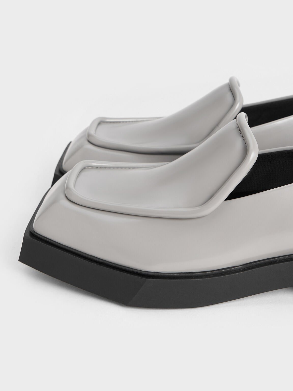 Lorde Geometric Square-Toe Loafers, Grey, hi-res