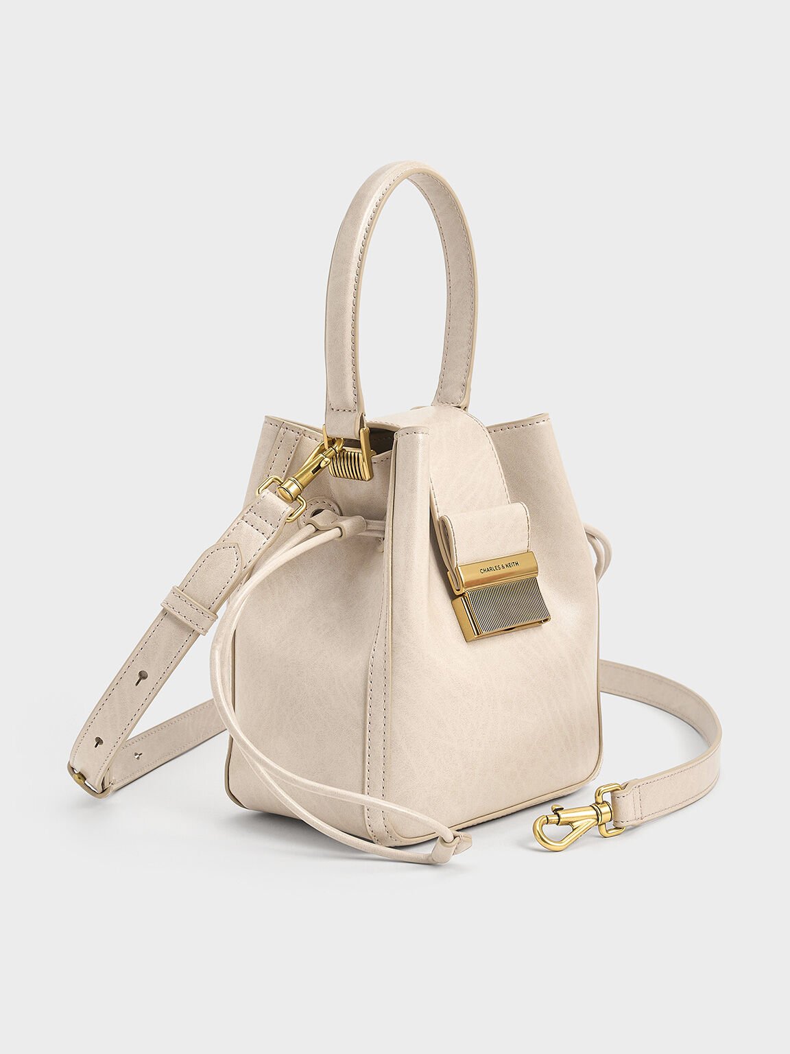 Charlot Elongated Bucket Bag, Oat, hi-res