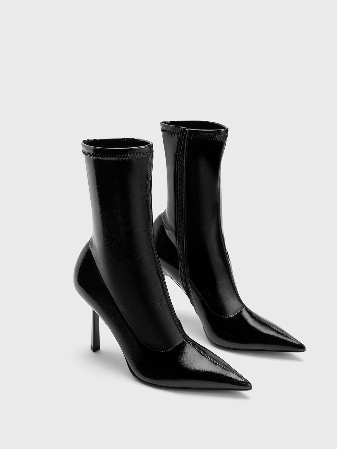 Patent square toe 2025 ankle boots