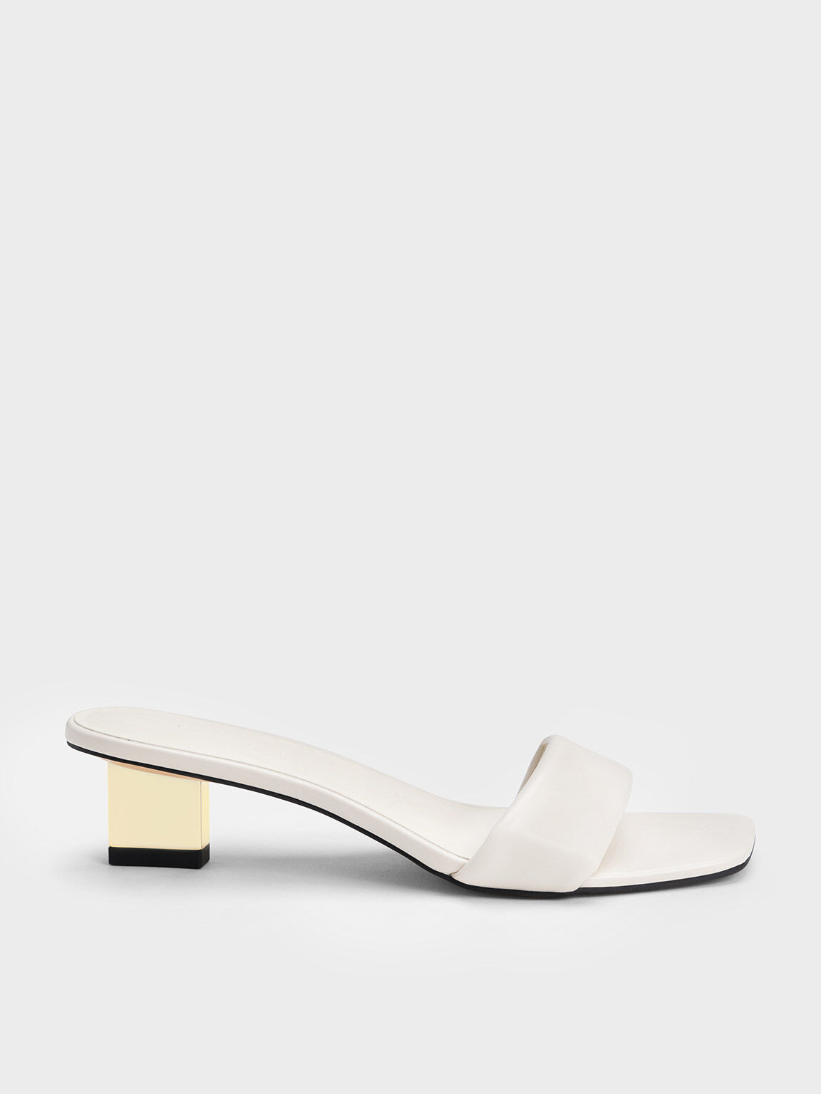 Chalk Cylindrical Heel Back Strap Sandals - CHARLES & KEITH OM