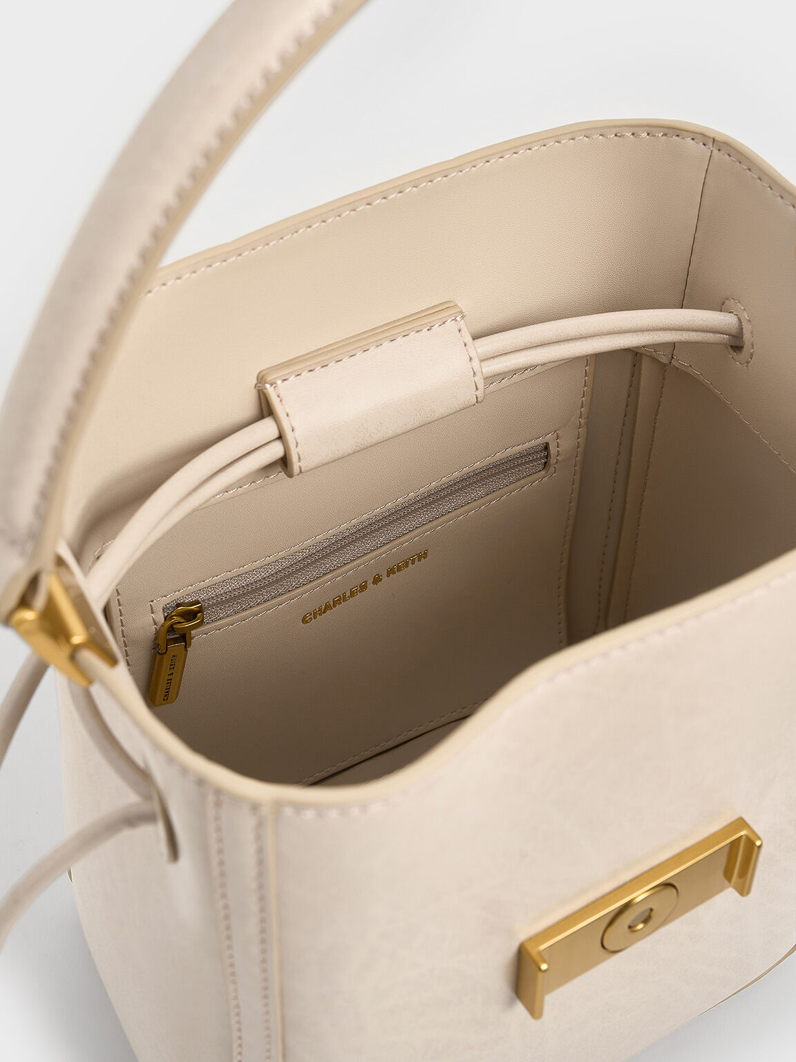 Charlot Elongated Bucket Bag, Oat, hi-res