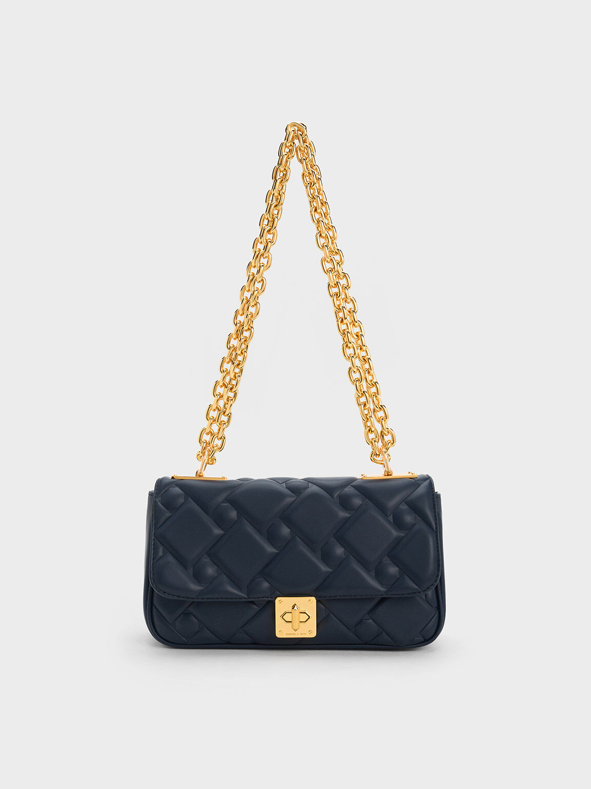 Navy Tillie Quilted Chain Bag - CHARLES & KEITH US