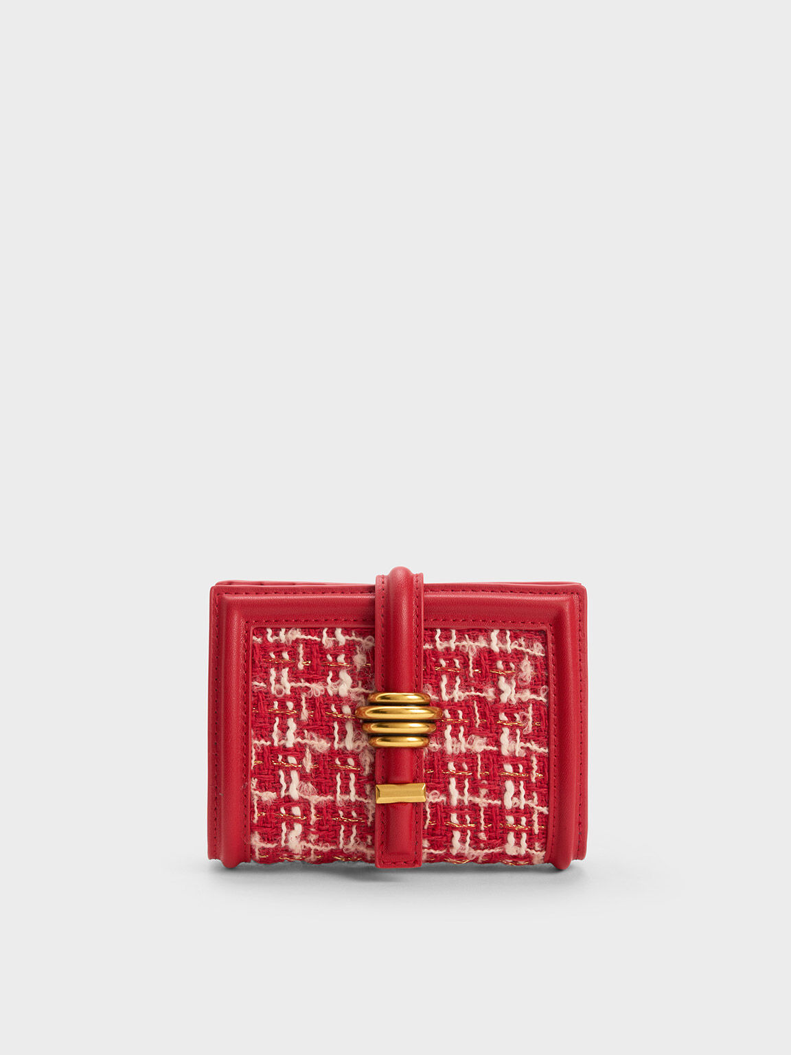 Red Trudy Metallic Accent Tweed Wallet - CHARLES & KEITH US