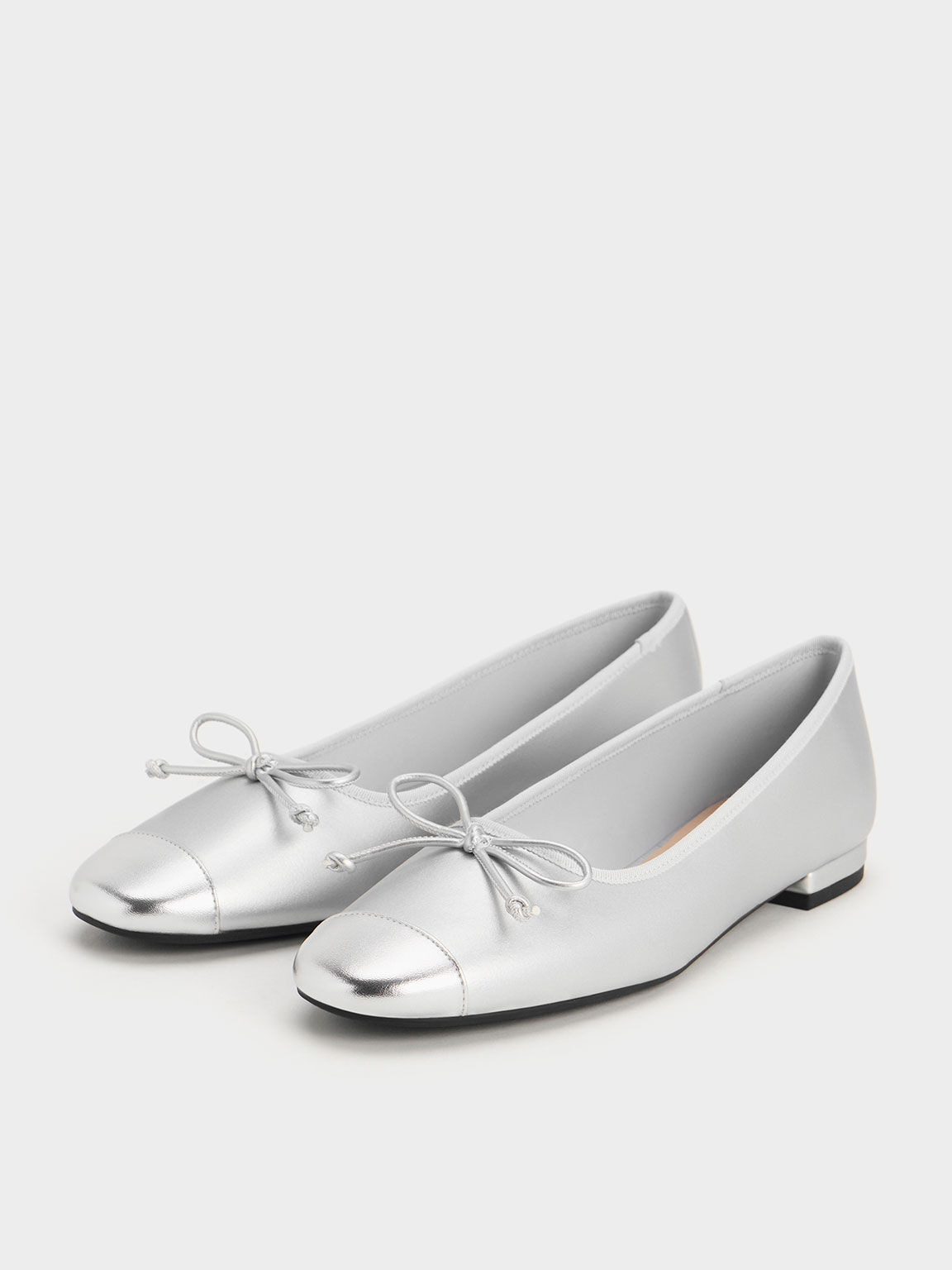 Bow Ballet Flats, Silver, hi-res