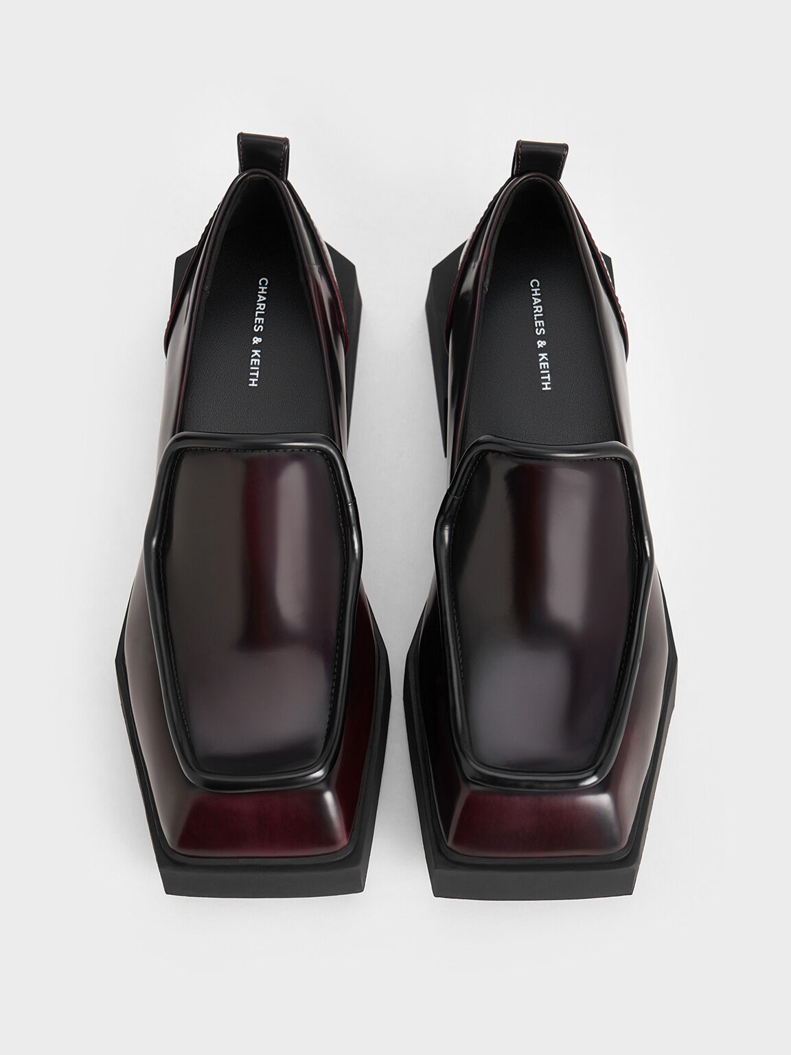 Lorde Geometric Square-Toe Loafers, Burgundy, hi-res