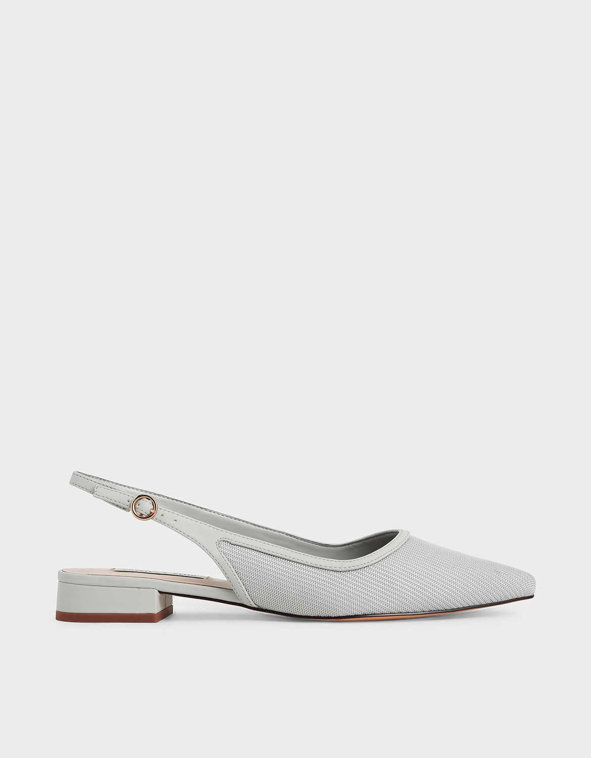 Light Grey Mesh \u0026 Satin Slingback Flats 