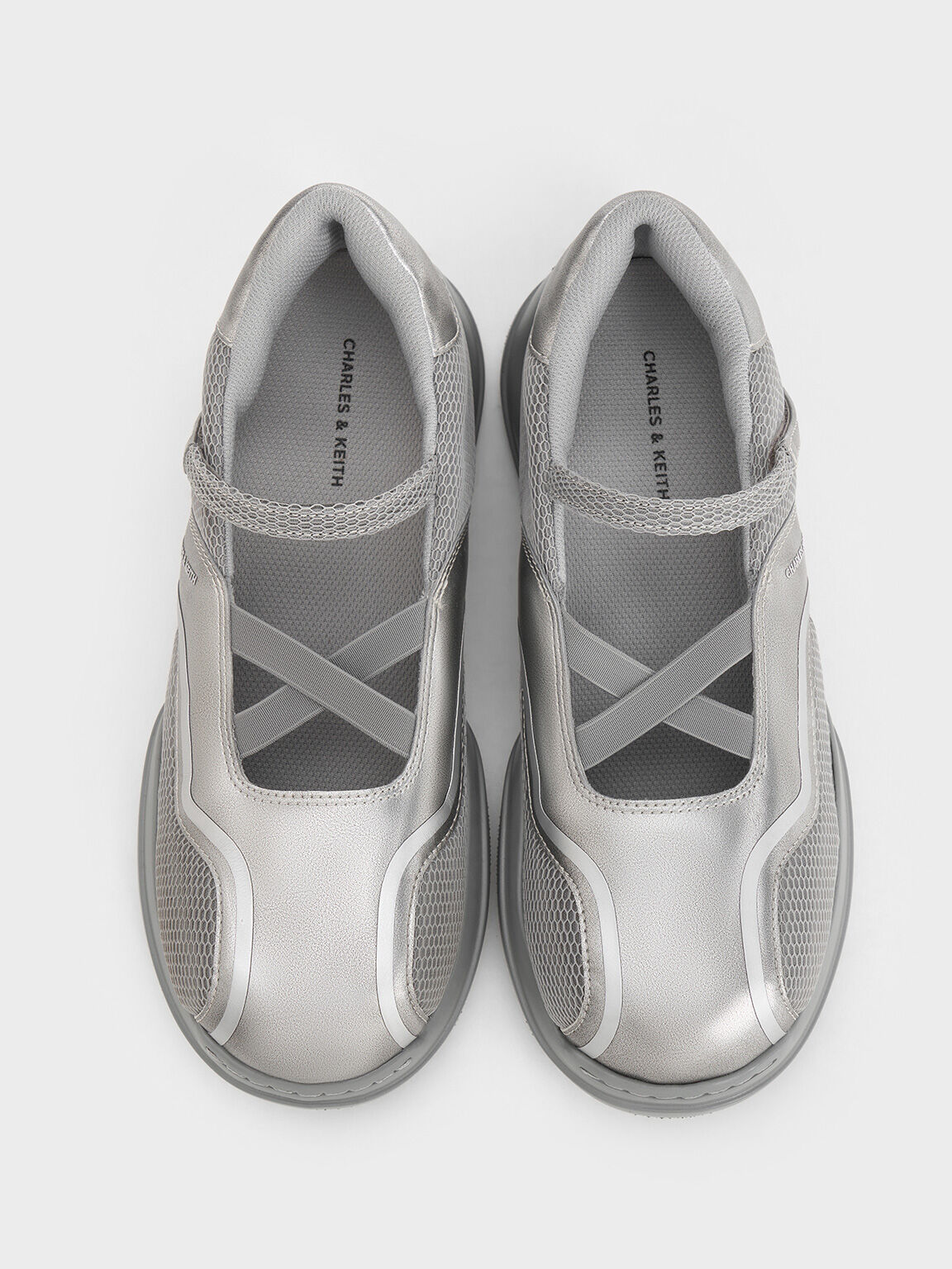 Casey Metallic Mesh Mary Jane Sneakers, Silver, hi-res