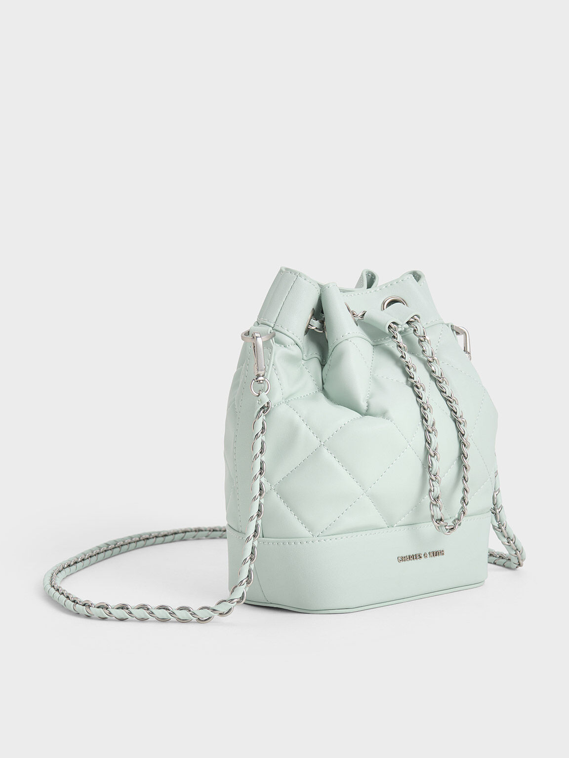 Quilted Two-Way Bucket Bag, Sage Green, hi-res