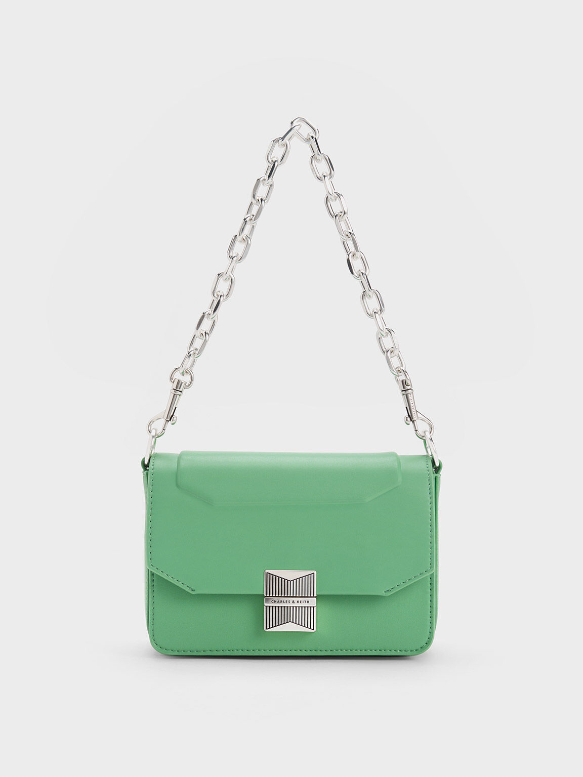 Sage Green Leather Chain Strap Bag - CHARLES & KEITH US