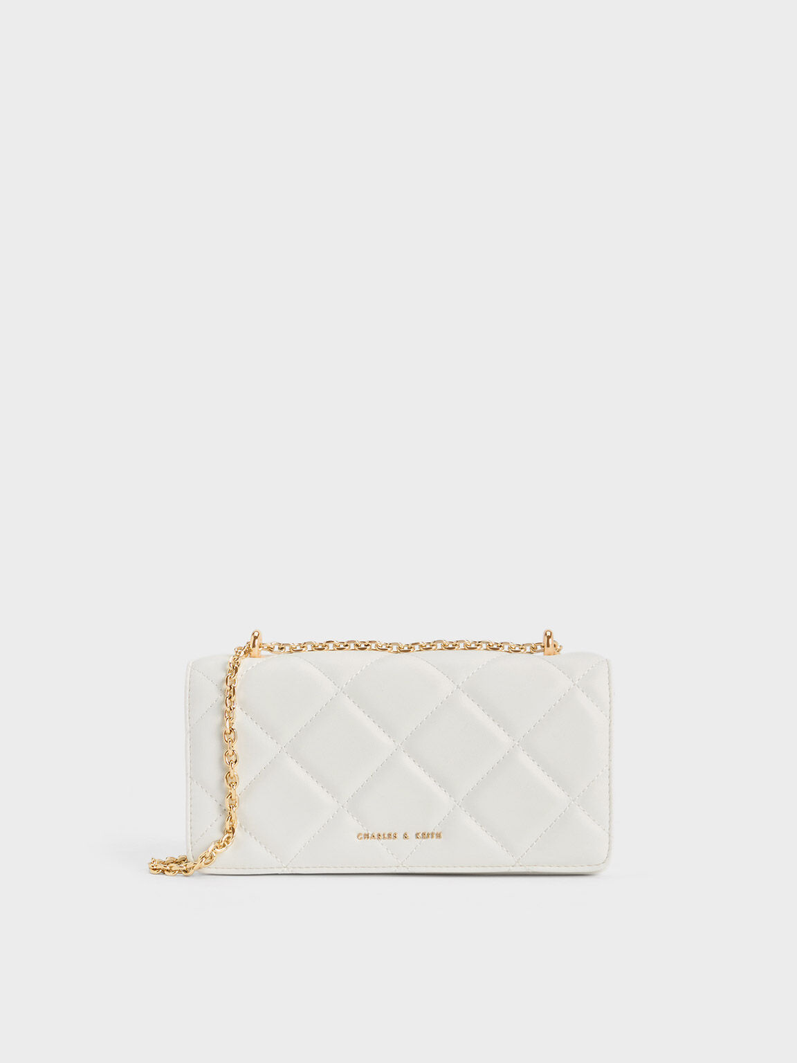 Paffuto Chain Handle Quilted Long Wallet - Beige