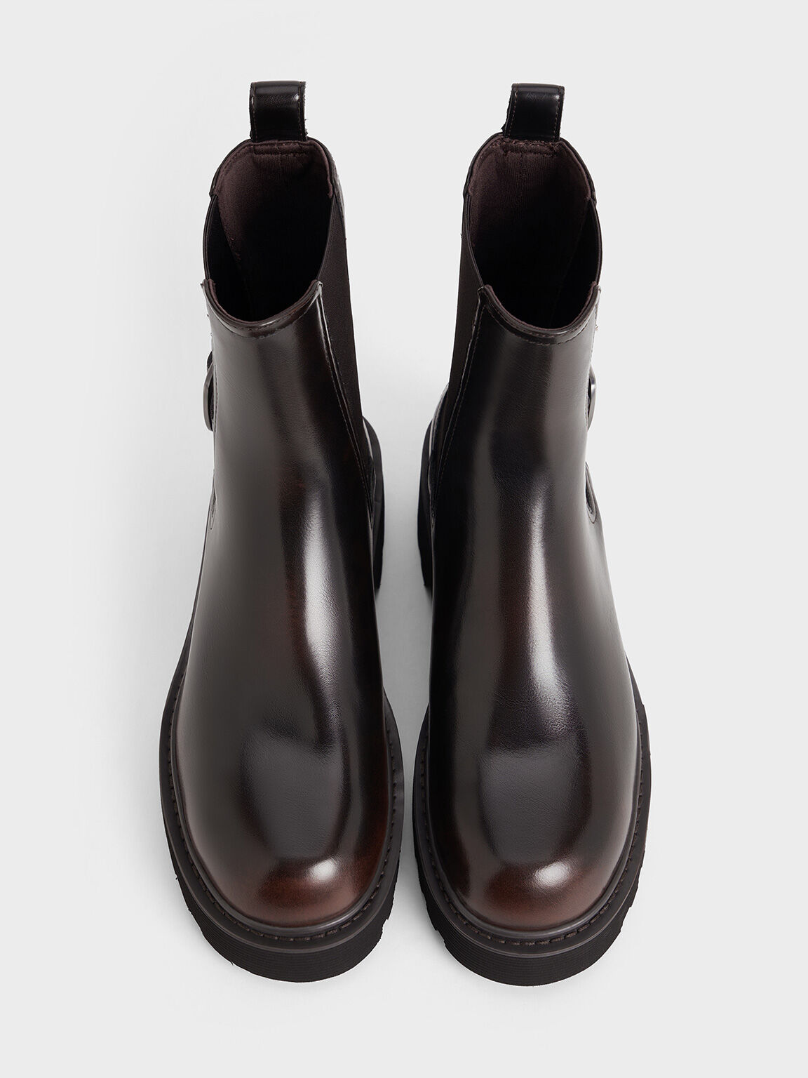 Side-Buckle Ridged-Sole Chelsea Boots, Dark Brown, hi-res