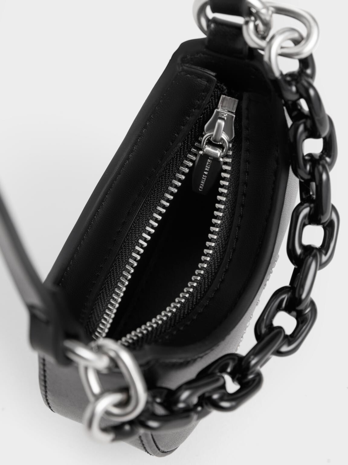 Black Lock & Key Chain Handle Bag - CHARLES & KEITH HU