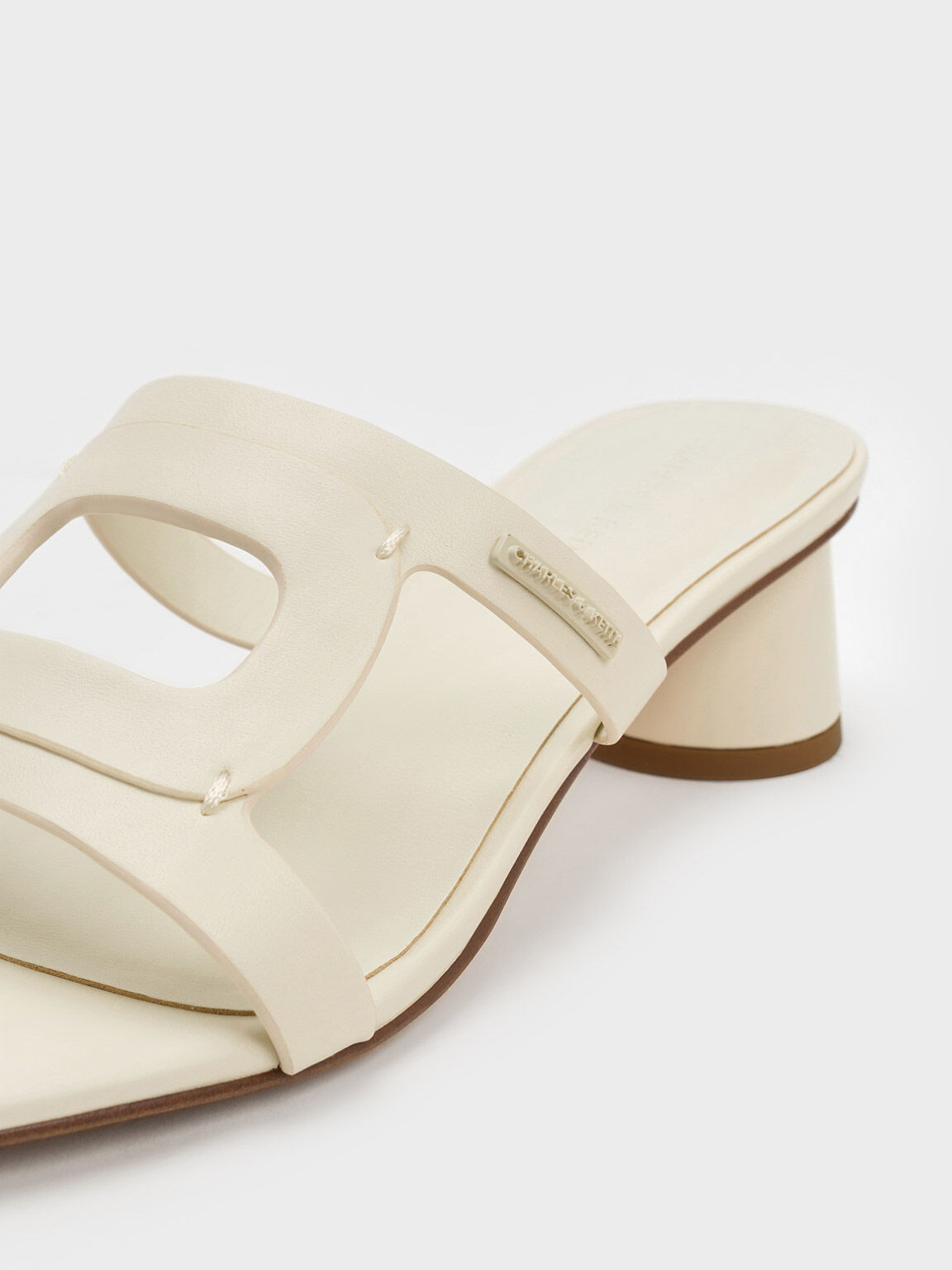 Cut-Out Cylinder-Heel Mules, Chalk, hi-res