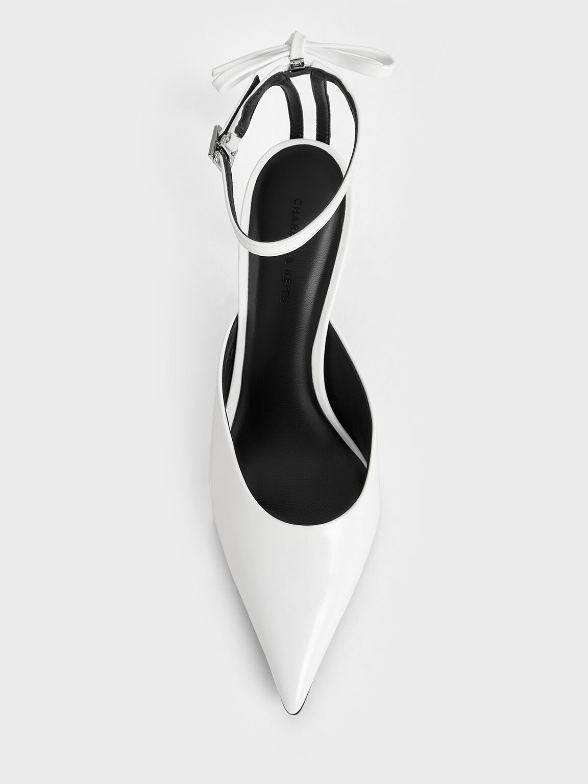 Bow Ankle-Strap Pointed-Toe Stiletto Pumps, White, hi-res