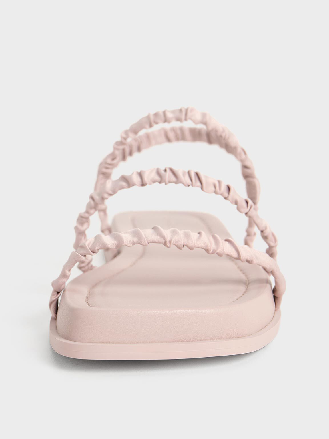 Recycled Polyester Ruched Strappy Sandals, Nude, hi-res