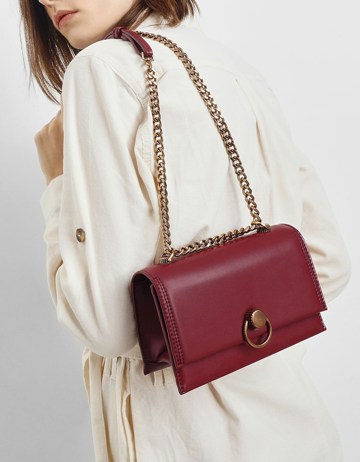 push lock shoulder bag charles keith