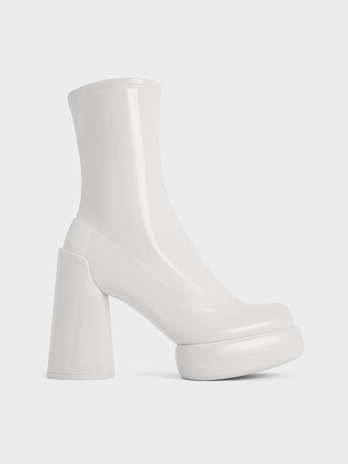 Darcy Patent Platform Ankle Boots, White, hi-res