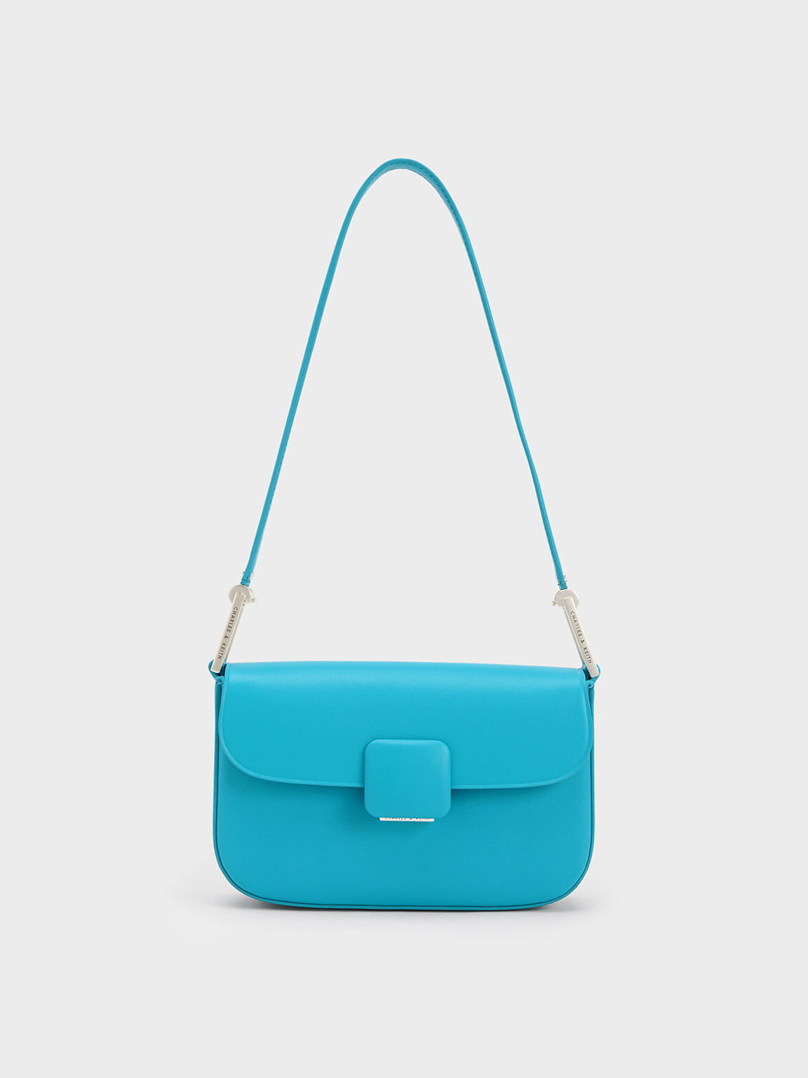 Blue Koa Square Push-Lock Shoulder Bag - CHARLES & KEITH US