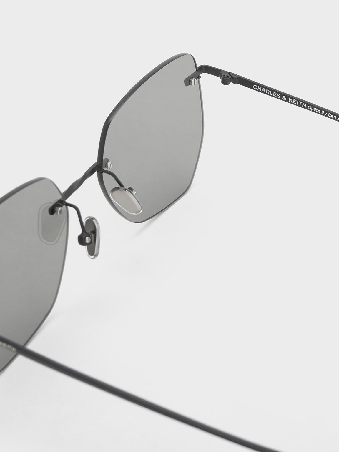 Black Rimless Geometric Sunglasses - CHARLES & KEITH SG