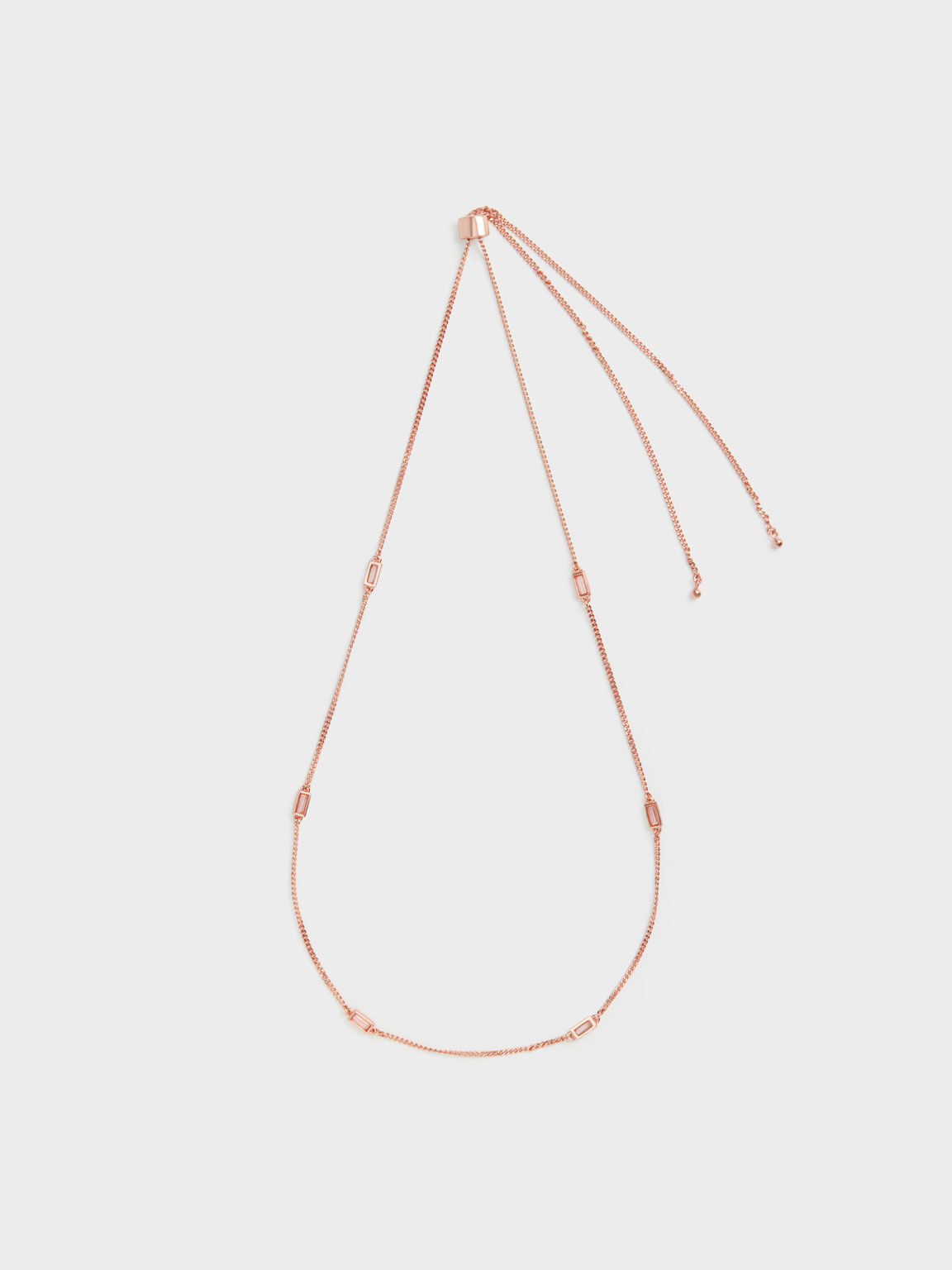 Rose Gold Crystal-Embellished Matinee Necklace - CHARLES & KEITH 