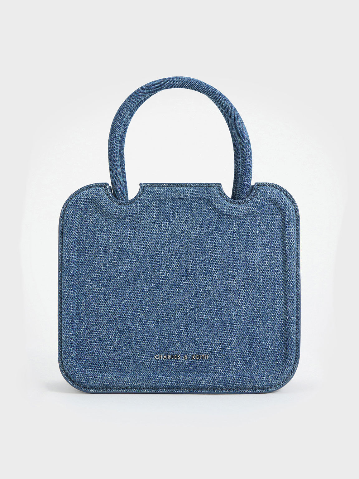 Perline Denim Sculptural Top Handle Bag, Denim Blue, hi-res